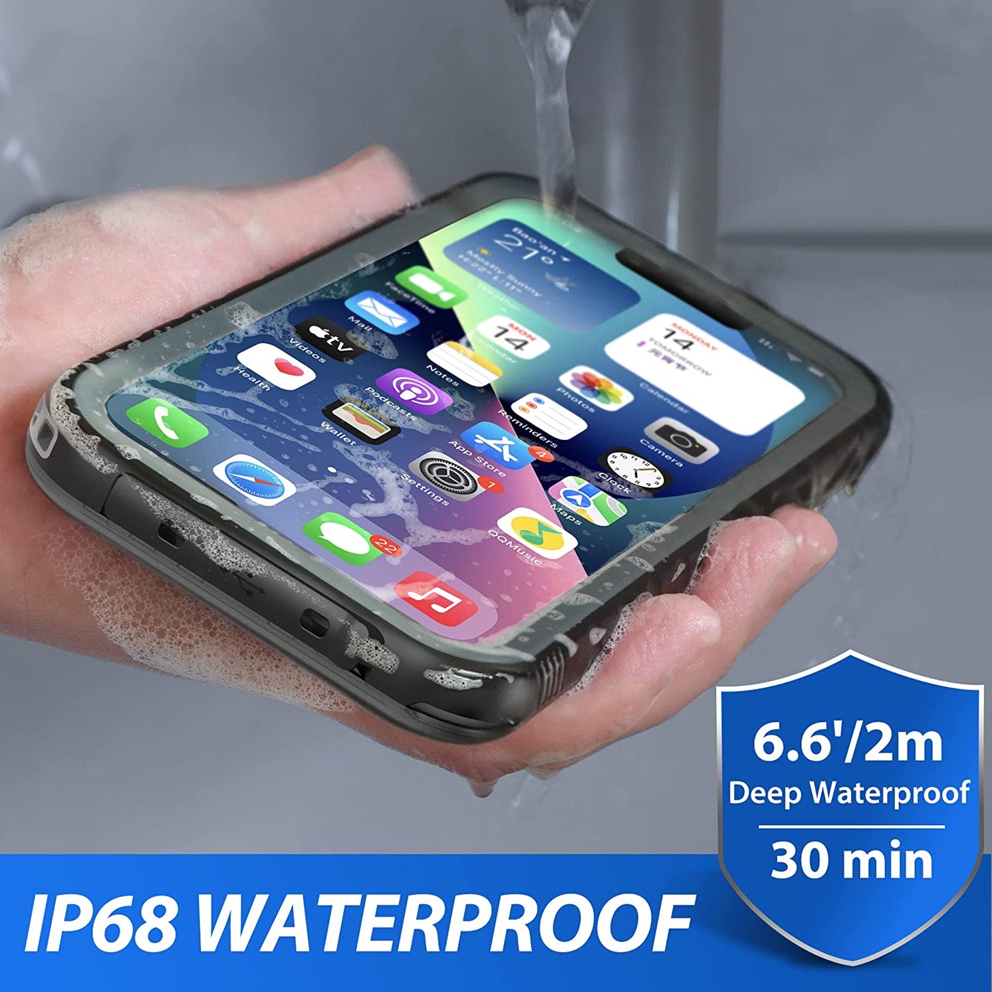 for Iphone 13 Pro Max Waterproof Case - Shockproof Dustproof Phone Case with Screen Protector for Iphone 13 Pro Max, Full Body Protective Case for Iphone 13 Pro Max Cover 6.7'' Black