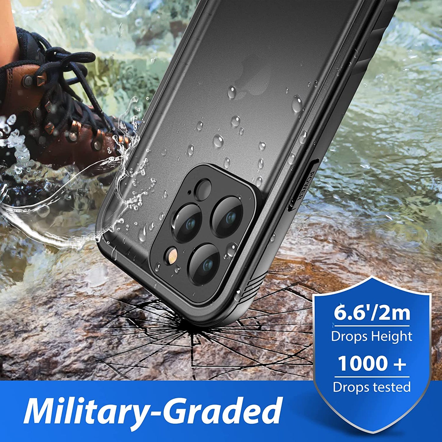 for Iphone 13 Pro Max Waterproof Case - Shockproof Dustproof Phone Case with Screen Protector for Iphone 13 Pro Max, Full Body Protective Case for Iphone 13 Pro Max Cover 6.7'' Black